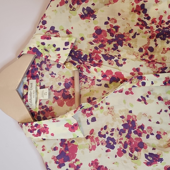 COLDWATER CREEK Savannah Floral No Iron Shirt, size XS - Picture 2 of 11